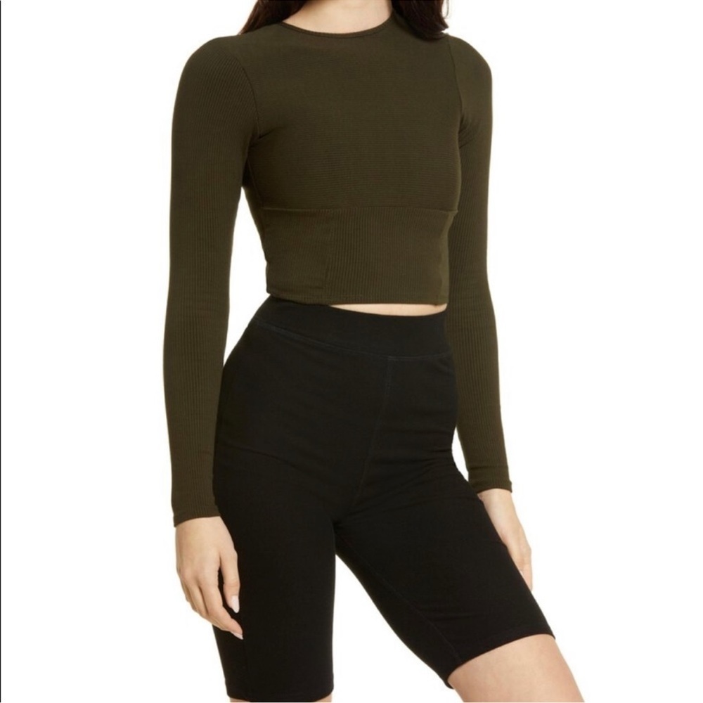 Naked wardrobe Forest Green long sleeve crop top